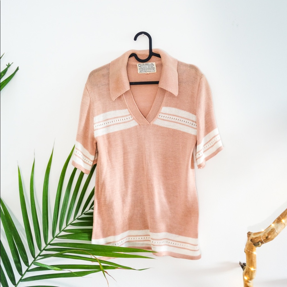 Loubella Vintage Pink Striped V-Neck Top